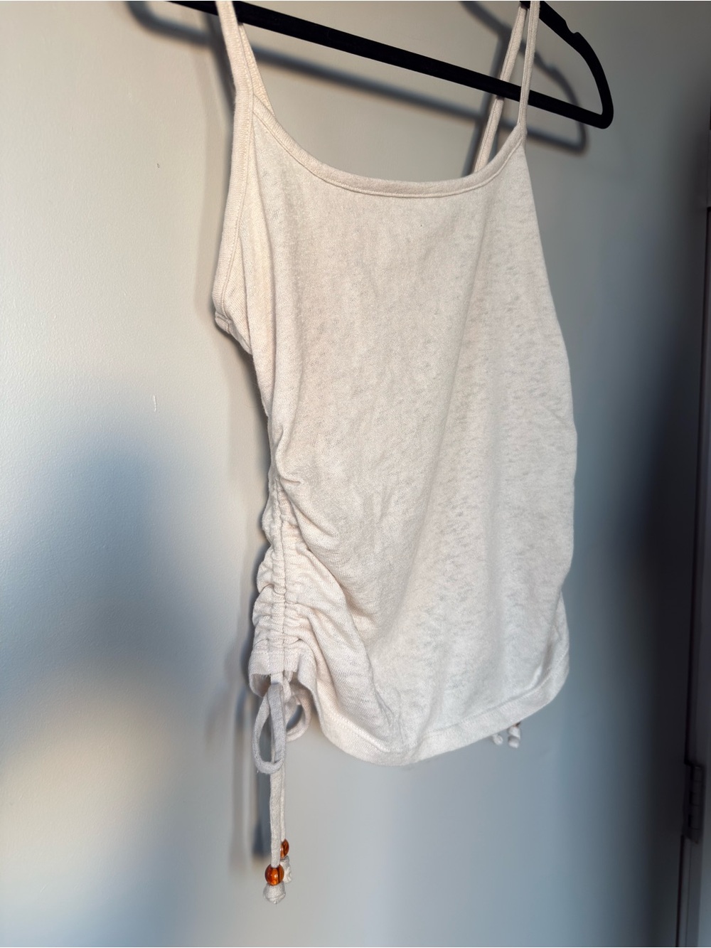 Old Navy Side Tie Beaded Shirred Tank Cami - Size S - Cream - NEW no tags